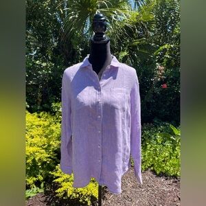 Talbots Petite PL Orchid Linen Blouse Shirt Top Coastal Beach, PreppyOffice